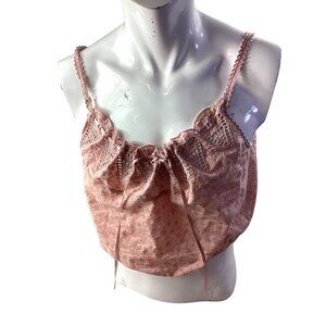 Lucky Brand Blush Pink Floral Lace Trim Camisole Top*Large*Women*Femboys*NWOT
